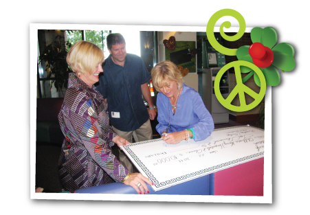 Jane signing check